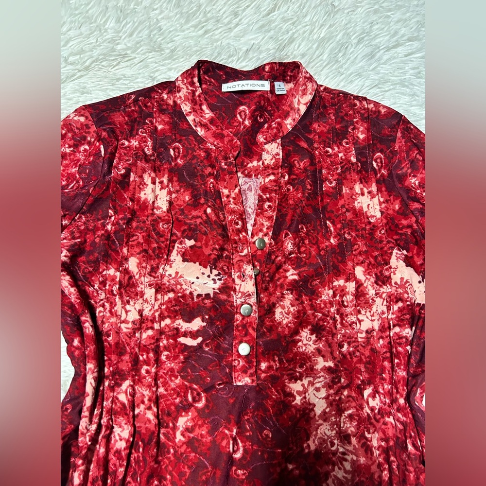 Notations Red Patterned Blouse - image 4